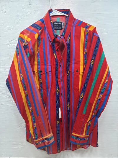 New Men’s Wrangler Multicolor Long Sleeve Button Up 17 XL DD-4
