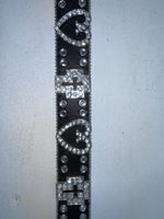 New Black Genuine Leather Nocona Silver Bling Cross XL Belt #N1330999 Z-80