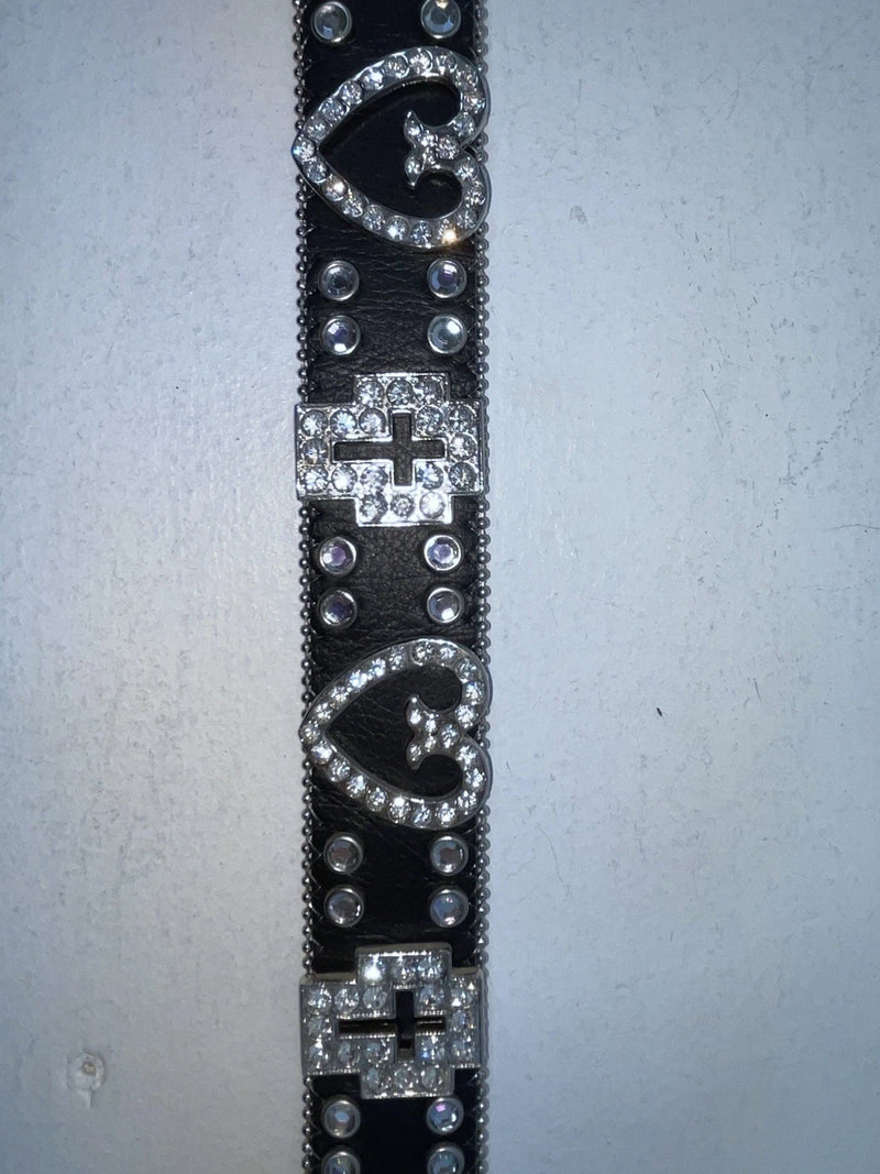 New Black Genuine Leather Nocona Silver Bling Cross XL Belt #N1330999 Z-80