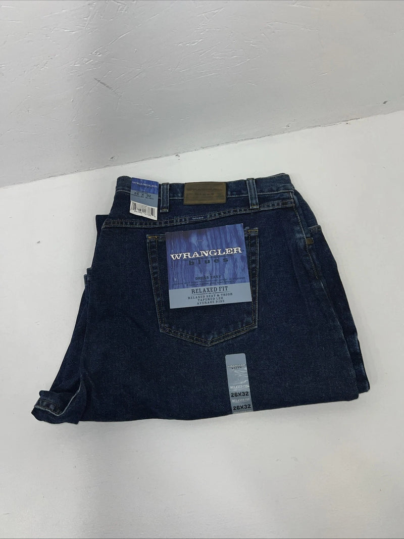 New Men’s Wrangler Blues Dress Easy Relaxed Fit Denim Jeans. 26x32 J-2