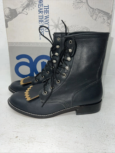 New Women’s Navy Lace Up Acme Cowboy Boots. C 4016 7.5 7 1/2 M. 17-40
