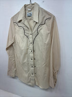 Me Women’s Dickson Jenkins Tan Stripe Long Sleeve Pearl Snap Size 34 KK-28