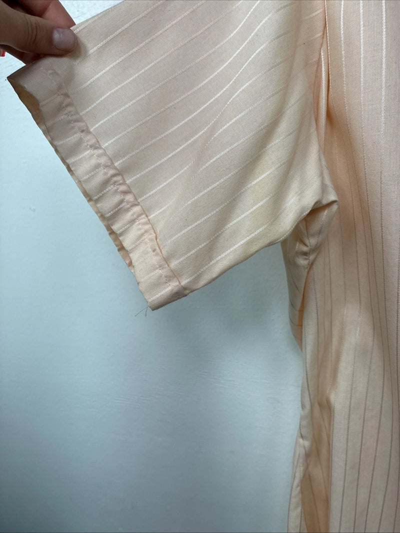 New Women’s Devon Aire Orange Stripe Short Sleeve Button Up Size 40 YY-5