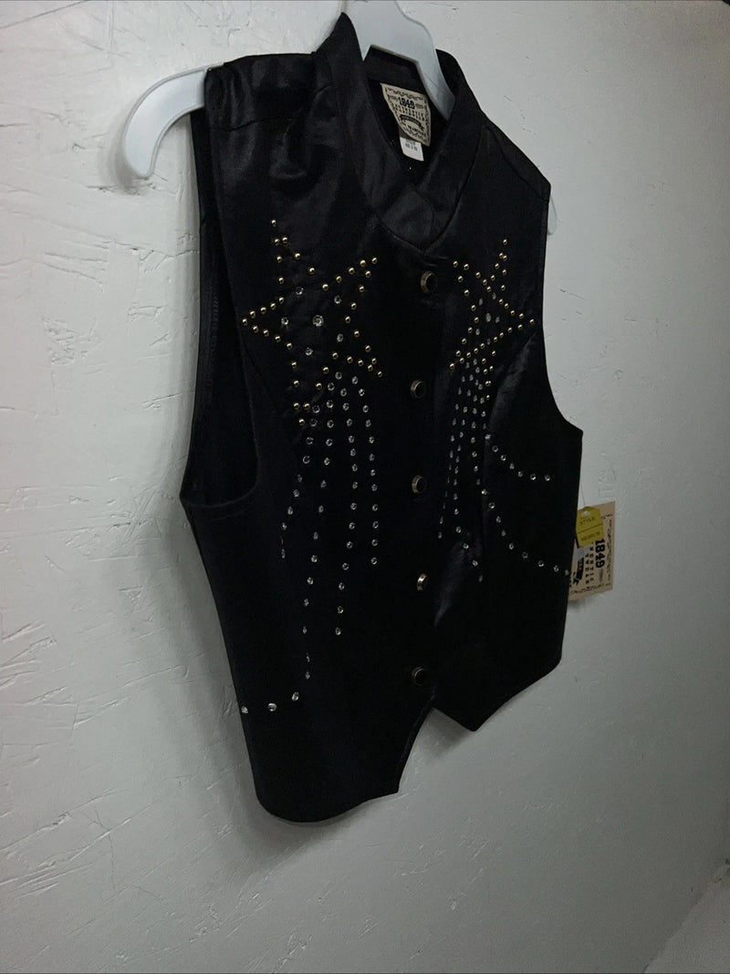 New Women’s 1849 Authentic Ranchwear Black Western Show Vest Medium G-602