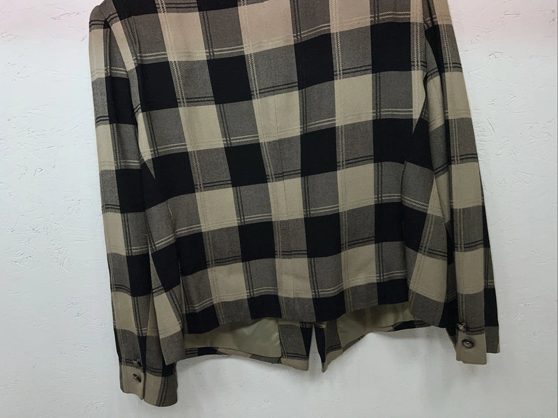 New Women’s Atrium Tan Plaid Jacket 14w H-608