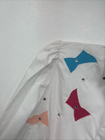 New Women’s H Bar C White Deigned Long Sleeve Pearl Snap Size 30 MM-62