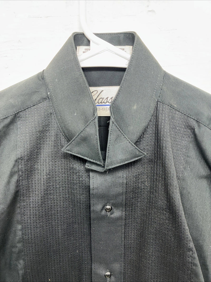 New Classix Black Long Sleeve Button Up English Shirt 13-13.4 XS AA-89