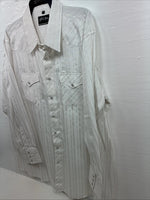 New Men’s White Horse White Stripe Western Long Sleeve Pearl Snap 2XL H-47