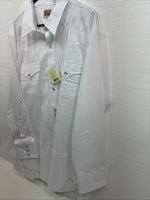 New Men’s ELY Cattleman White Long Sleeve Pearl Snap 18 X 35 2XL R-25
