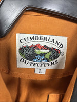 New Women’s Cumberland Orange Black Short Sleeve Button Up Large TT-68