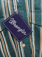 New Kids Wrangler Green Stripe Long Sleeve Button Up XL CC-89
