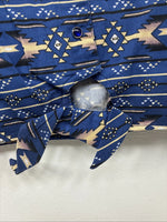 New Women’s Cumberland Blue Crop Top Short Sleeve Pearl Snap Medium LL-52