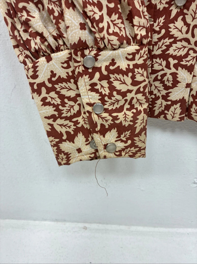 New Women’s Tem Tex Floral Design Long Sleeve Pearl Snap Size 32 MM-83