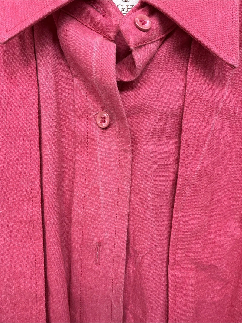 New Women’s Longhorn Pink long Sleeve Button Up Size 6/28  TT-76
