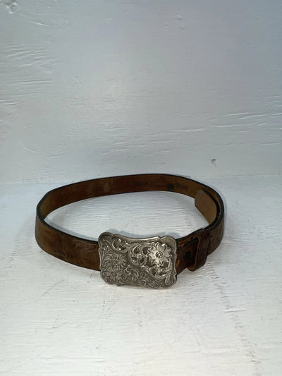 New Brown Genuine Leather Chambers Tooled 24” Belt #WY402 NN-10
