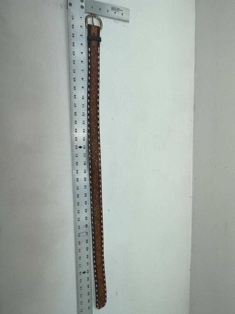 New Brown Genuine Leather Tooled 32” Belt #78000 Z-96
