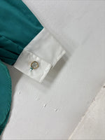 New Women’s H Bar C Green White Design Long Sleeve Pearl Snap Size 36 YY-82