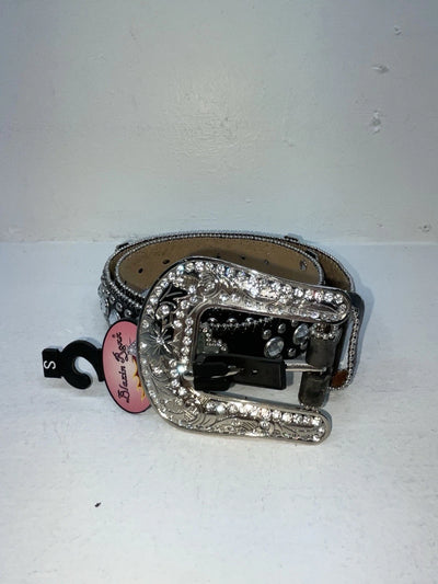 New Black Genuine Leather Blazin Roxx Silver Bling Cross S Belt #N3510401 Z-71