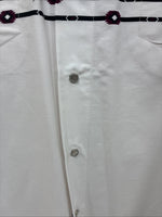 New Men’s Cumberland White Purple design Long Sleeve Pearl Snap Large AA-57