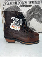 New Women’s Brown Lace Up American West Cowboy Boots. 59000 7.5 7 1/2 M. 17-58