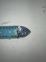 New Blue Genuine Leather 3D Blue Bling 38” Belt #667 JJ-90