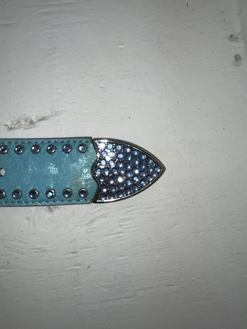 New Blue Genuine Leather 3D Blue Bling 38” Belt #667 JJ-90