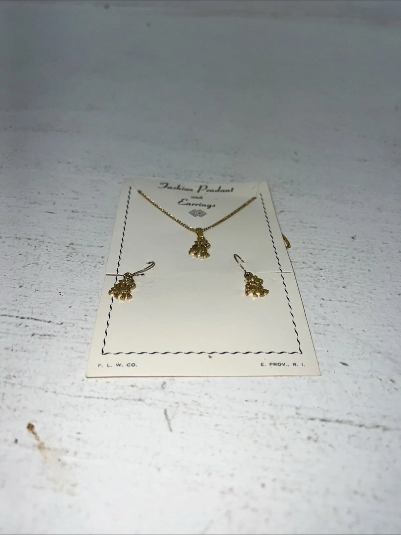New Womens Fashion Pendant Gold Earrings And Chain Necklace. 63 B-4