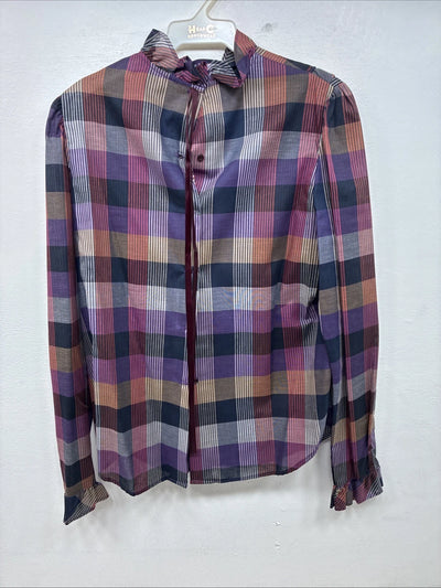 New Women’s Ranch & Town Plaid Long Sleeve Button Up Size 36 MM-128