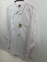 New Men’s ELY Cattleman White Western Long Sleeve Pearl Snap 18 X 35 2XL T-49