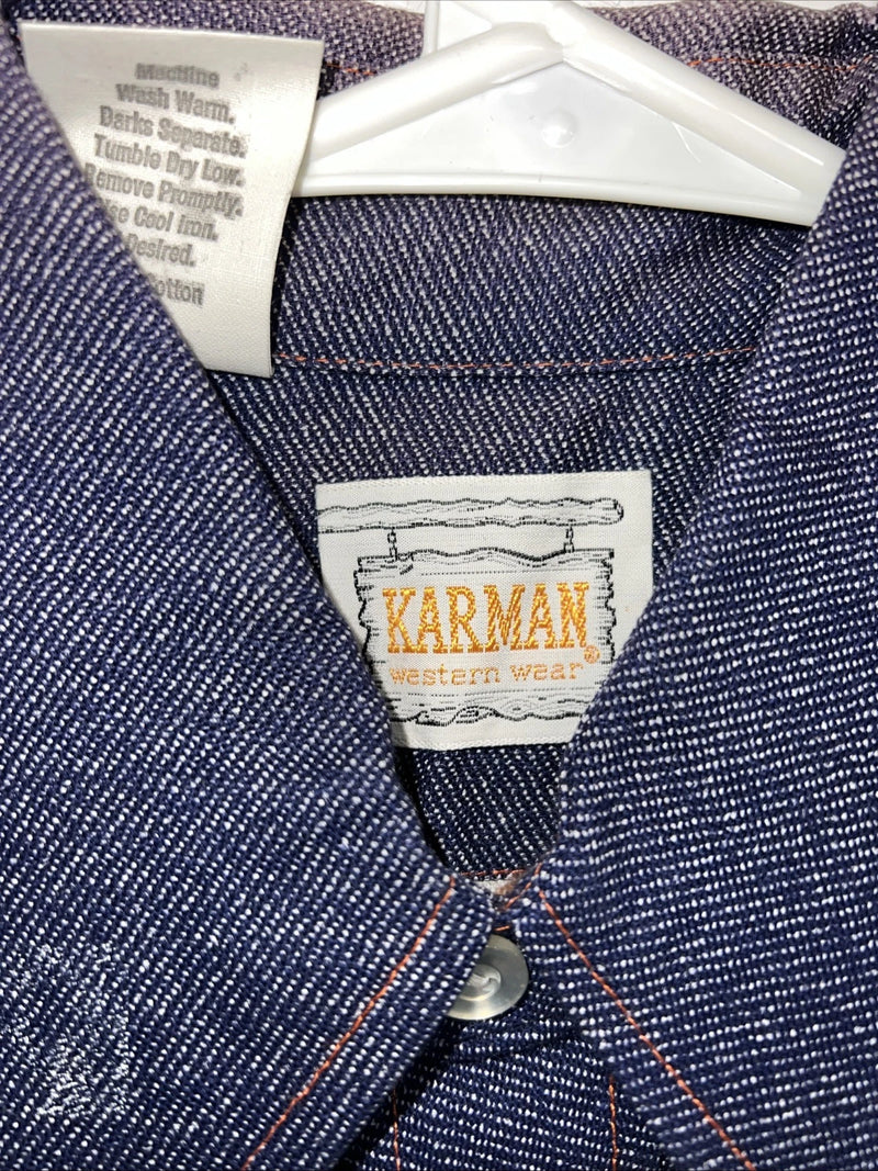 New Men’s Denim Karman Western Wear Pearl Snap Shirt. 15 X 33 Medium A-170