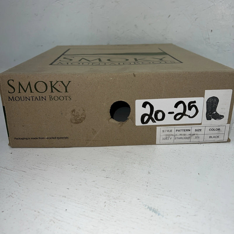 New Women’s Black Smoky Mountain Cowboy Boots. 3283 Y 5.5 5 1/2. 20-25