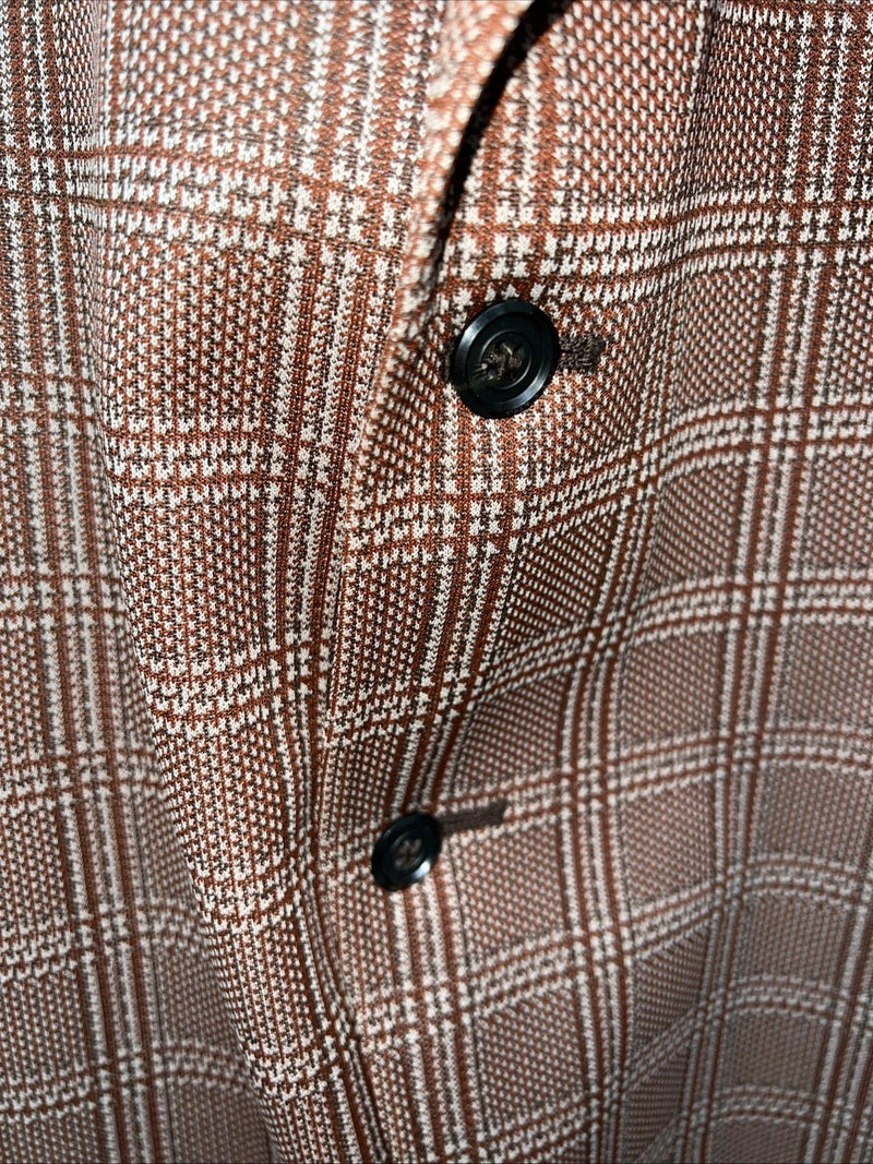 New Men’s Tanbark Red Plaid Suit Jacket 48R #720 X-601