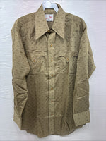 New Men’s Tem Tex Green Designed Long Sleeve Pearl Snap 15.5 Medium X-13