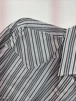 New Women’s White Horse Black Gray Stripe Long Sleeve Pearl Snap Large II-12