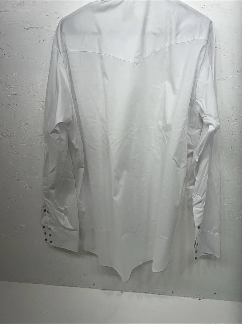 New Men’s White Mesquite Long Sleeve Pearl Snap Shirt. 17.5x37 XL S-5