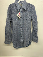 New Men’s Blue Pearl Snap Miller Long Sleeve Shirt. 15.5x33 M I-45