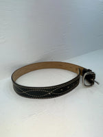 New Black Genuine Leather Stitched 32” Belt #2021 JJ-13
