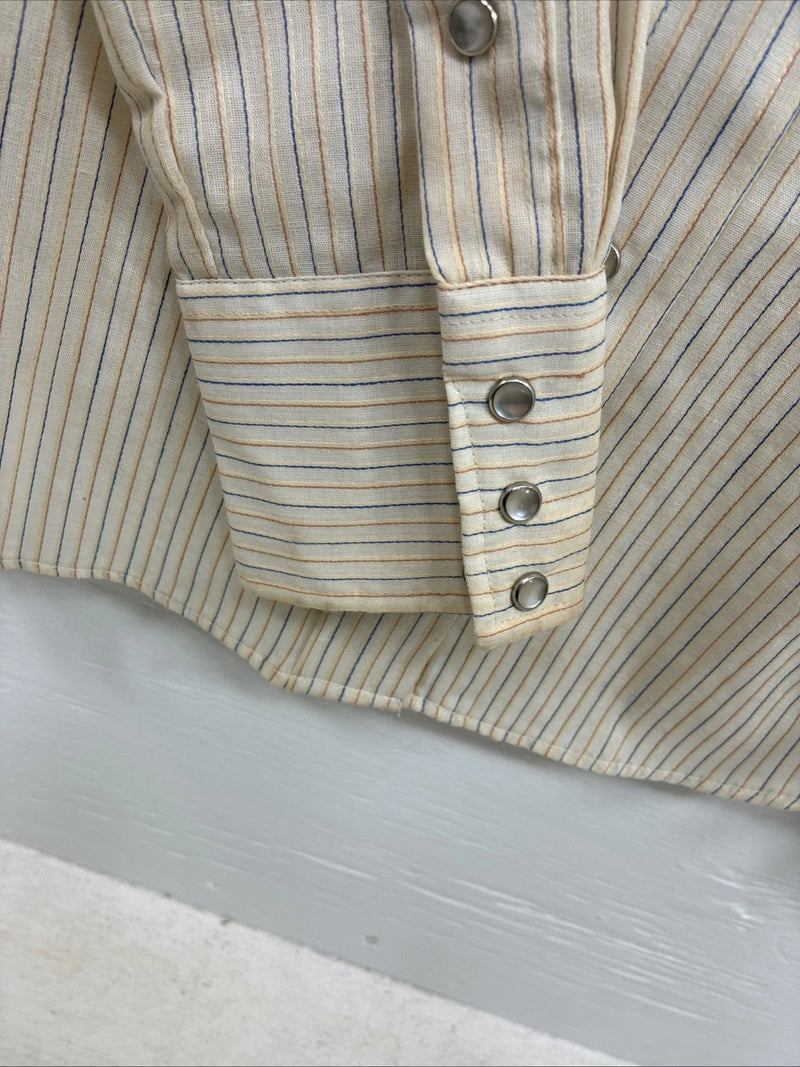 New Women’s Panhandle Slim Tan Stripe Long Sleeve Pearl Snap 16 XL DD-13 