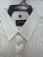 New Men’s White Horse Yellow Stripe Long Sleeve Pearl Snap XL T-77