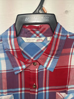 New Women’s Cumberland Red Blue Plaid Short Sleeve Button Up Medium GG-4