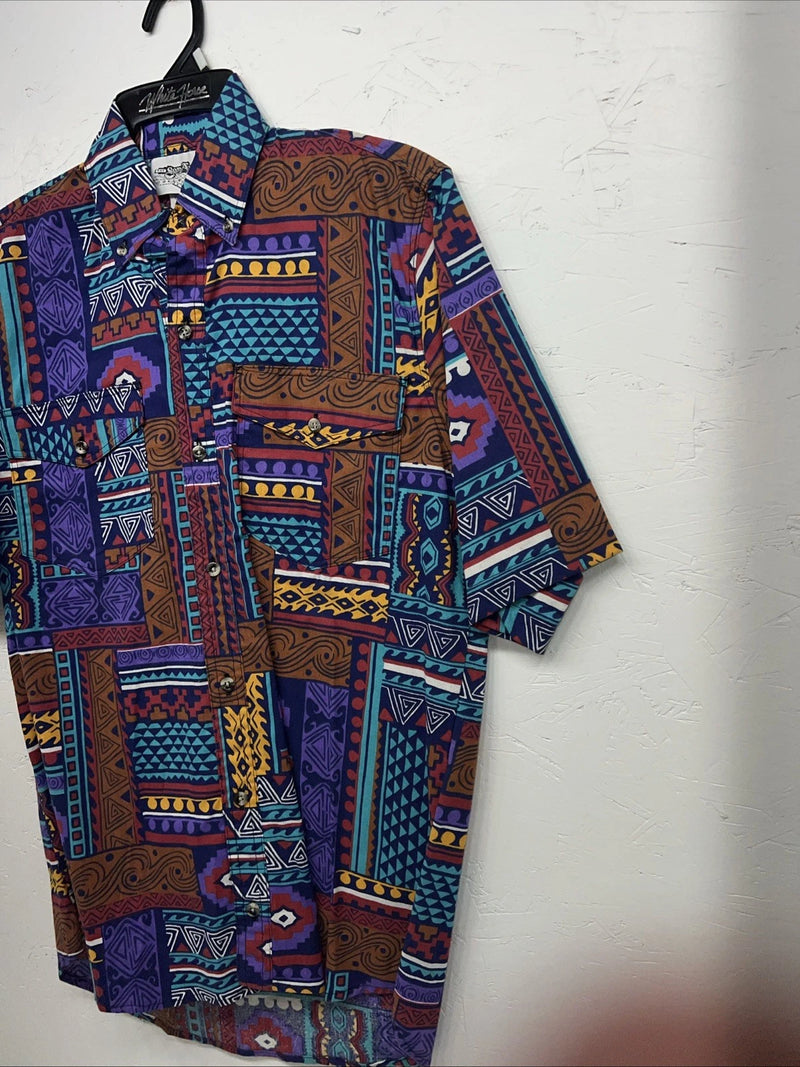 New Men’s Multicolor San Angelo Short Sleeve Button Up Shirt Small I-60