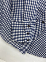 New Women’s Dickson Jenkins Blue Checker Long Sleeve Pearl Snap Size 34 GG-5