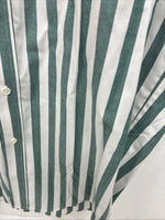 New Women’s Longhorn Green Stripe Short Sleeve Button Up Size 16.5 GG-3