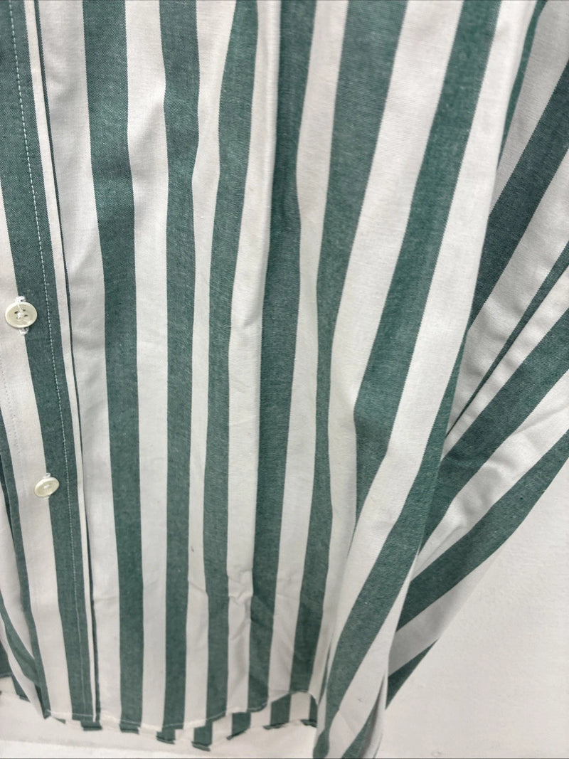 New Women’s Longhorn Green Stripe Short Sleeve Button Up Size 16.5 GG-3