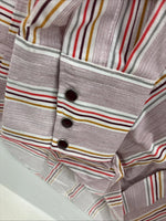 New Men’s Tem Tex Pink Multicolor Stripe Long Sleeve Pearl Snap 15.5 Medium O-26
