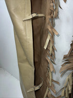 NOS Tan Show Chaps With Fringe Adjustable Waist 38 L-43