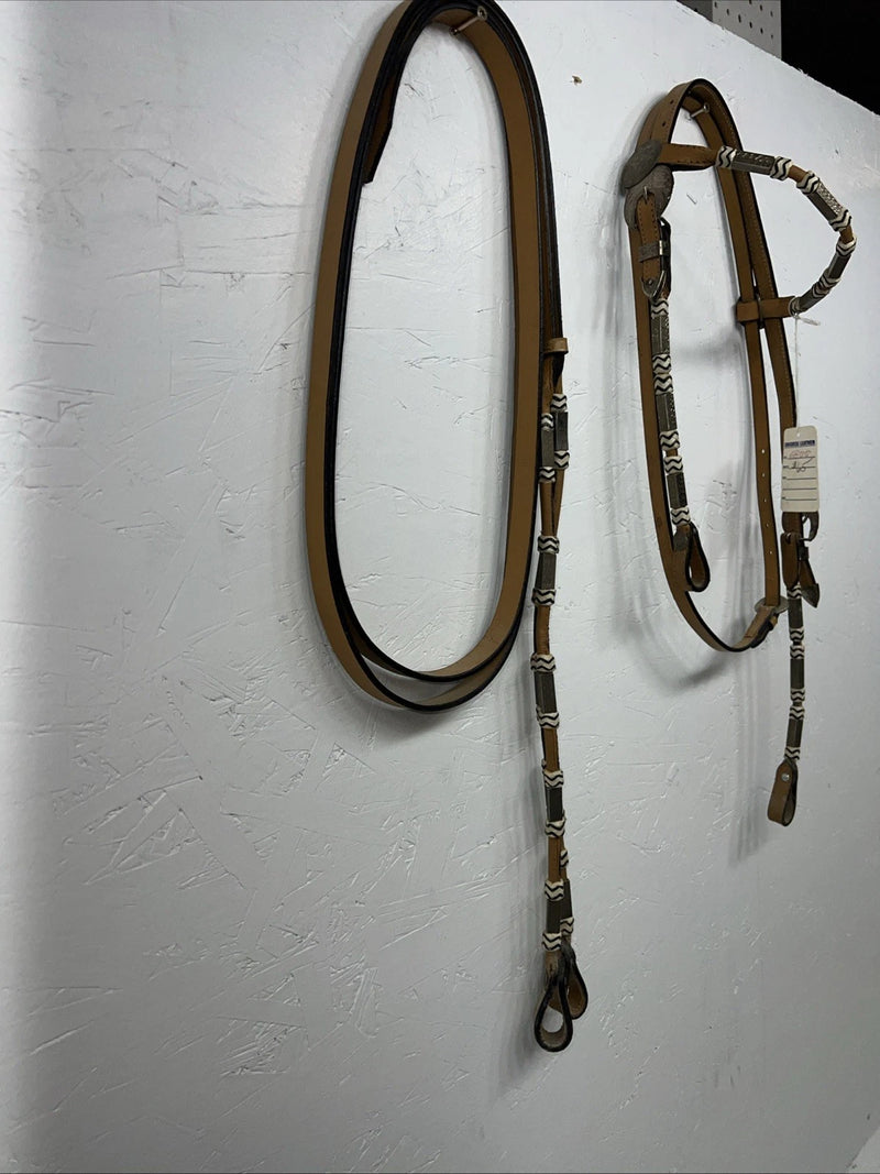 New Congress Leather Beads Browband Headstall #6855 U-29