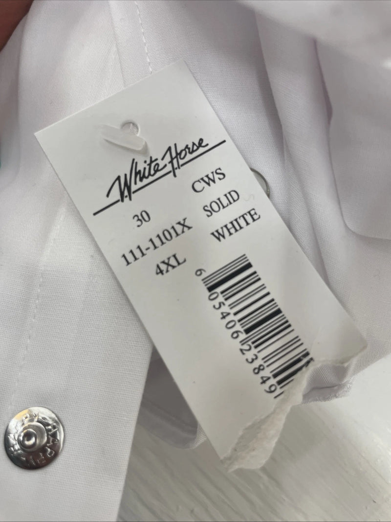 New Men’s White Horse White Long Sleeve Pearl Snap 4XL E-21