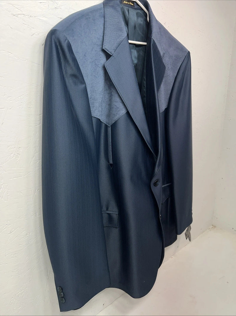 New Men’s Circle S Blue Suit Jacket 52L #24244 Y-610
