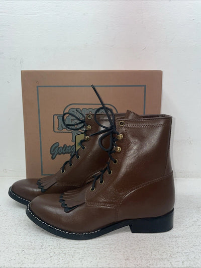 New Youth Brown Lace Up Smoky Mountain Cowboy Boots. 3040 Y 4.5 4 1/2. 22-111